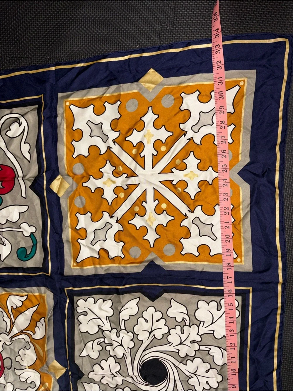 Dior Navy, Gold & Multicolor Printed Silk Square Scarf